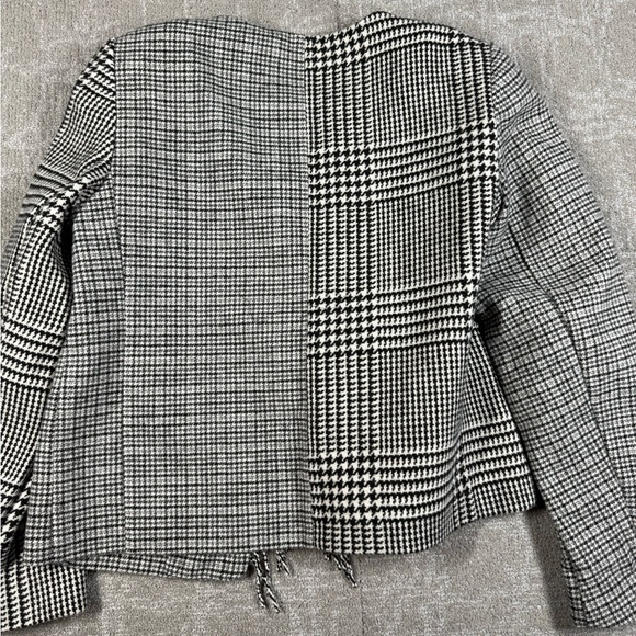 Chico’s NWT Mixed Tweed Fringe Wool Blend Black & White Blazer Jacket NWT Sz 6 - Picture 8 of 9